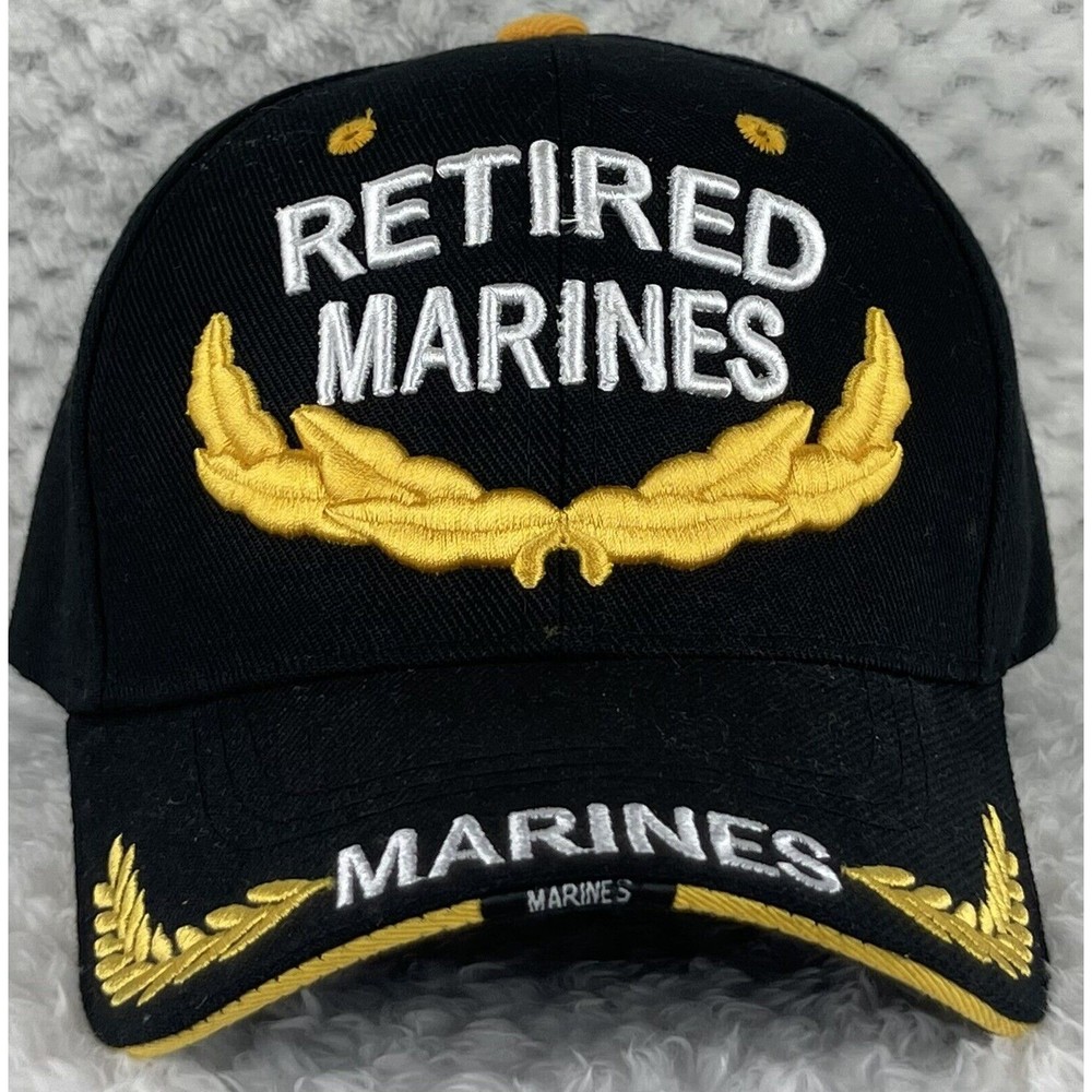 U.S. United States Marine Corps Retired Hat Black Cap USMC Embroidered Marines